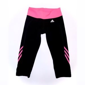 ADIDAS PINK AND BLACK LEGGINGS